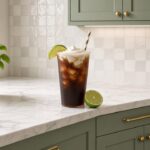 Coconut Lime Dr Pepper (The Dirty Doc) dirty soda: Dr Pepper with coconut syrup, fresh lime juice and cream over pebble ice.