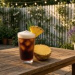 Pineapple Luau Cola dirty soda: Coke with pineapple syrup and cream over pebble ice.