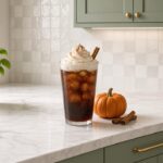 Pumpkin Patch Pepper dirty soda: Dr Pepper with pumpkin spice syrup, vanilla syrup and cream over pebble ice.