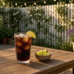 Skinny Island Diet Coke dirty soda: Diet Coke with sugar-free coconut syrup, fresh lime juice and cream over pebble ice.
